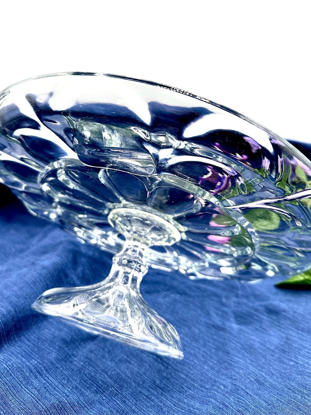 Leonard Silver Mfg 12” Glass Cake Stand on Pedestal. Vintage. Made in Boston.